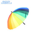 Werbung OEM Großhandel Logo Printed Bunte Lange Griff Gerade Anti UV Sun Rain Stick Manuelle Große 24 Rib Regenbogen Regenschirm